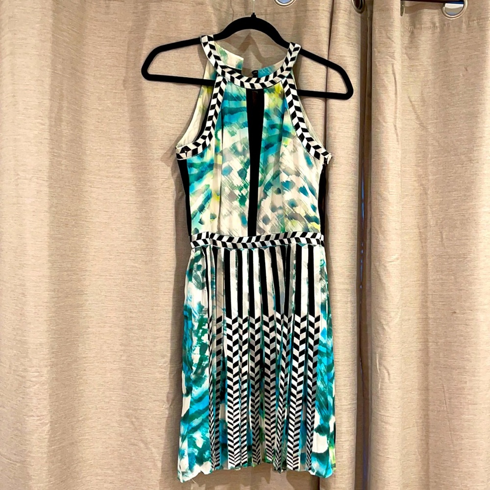 Parker cut away keyhole silk dress